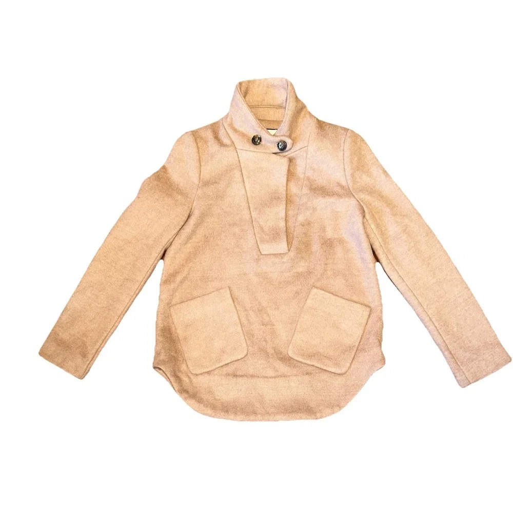 Tuckernuck Emerson Wool-Blend Collared Popover Jacket Camel Womens Size XXS‎